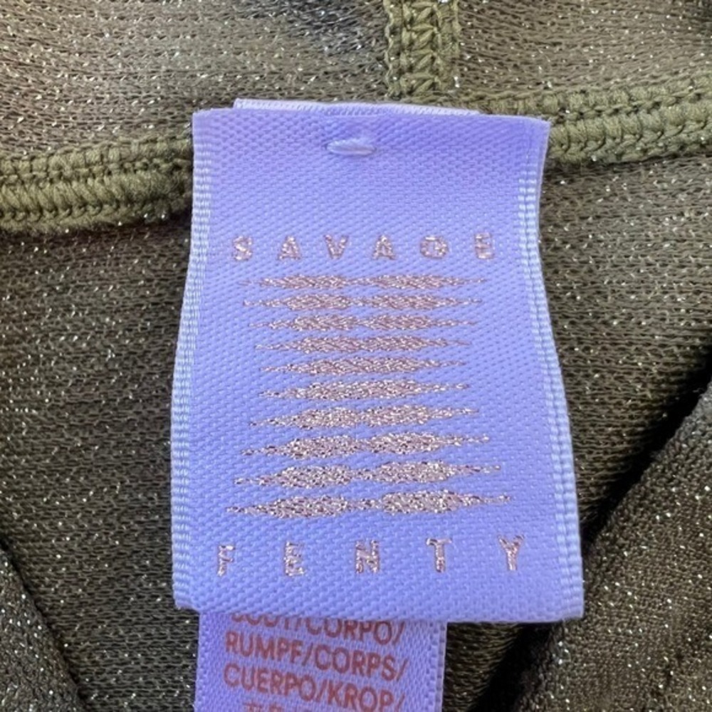 Savage X Fenty Womens Metallic Hooded Jumpsuit Olive Green Shimmer One Piece M - Picture 7 of 15